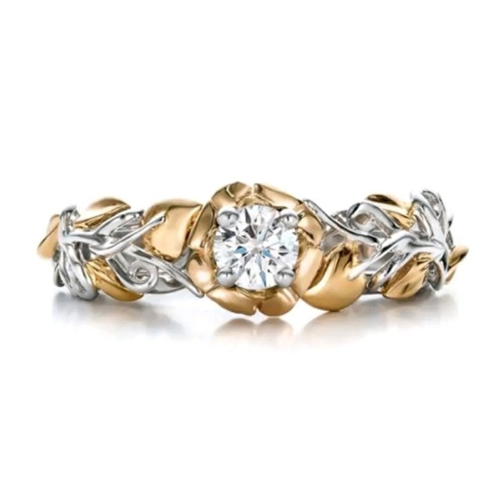 White Sapphire stones w/Sterling Silver & 18k Gold